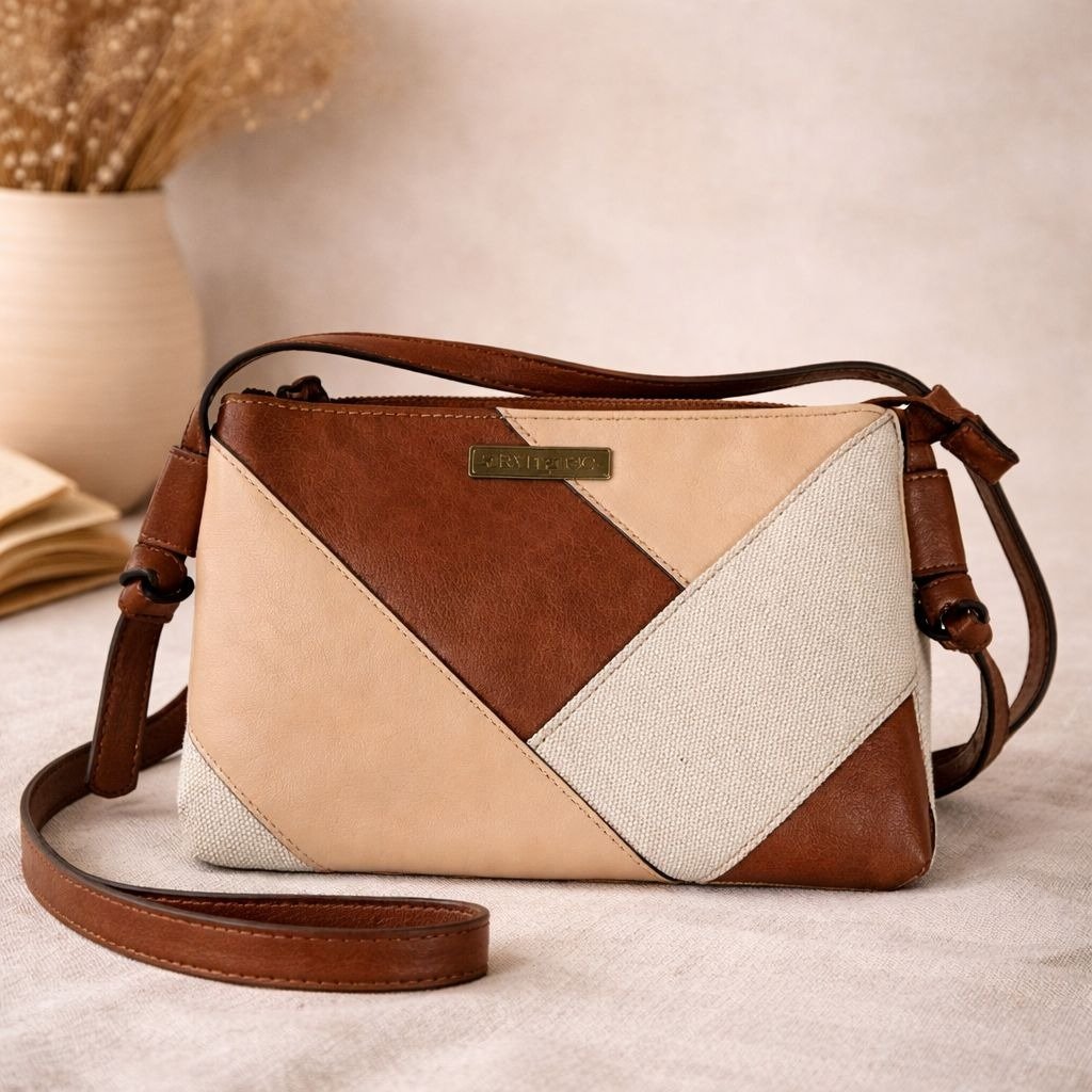 Frye Patchwork Crossbody Artisan Leather Purse Retro Geo Colorblock Minimalist